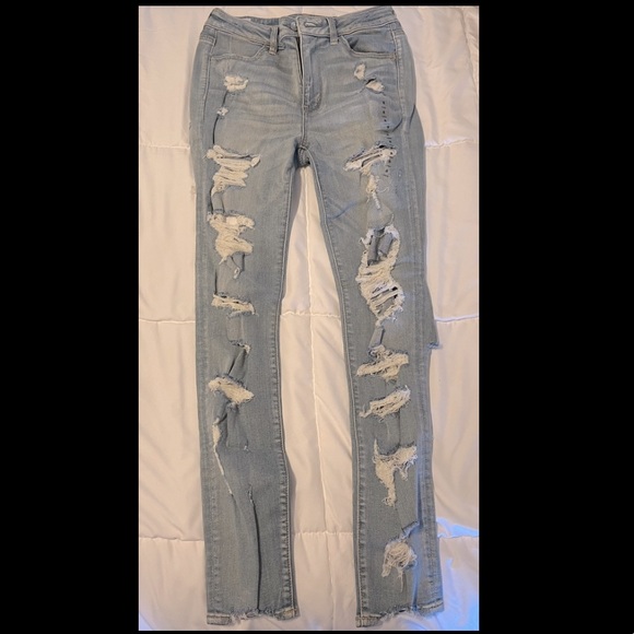 American eagle High Rise Jegging destroyed denim NEW - Picture 1 of 4